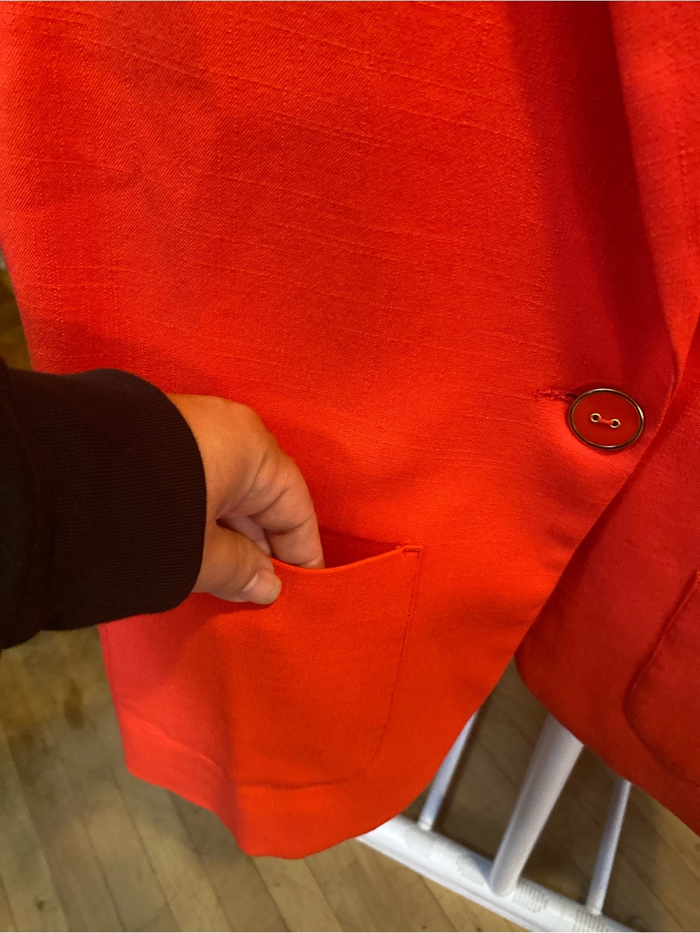 Drapers and Damons Cherry Red Single-Button Blazer - Picture 2 of 5